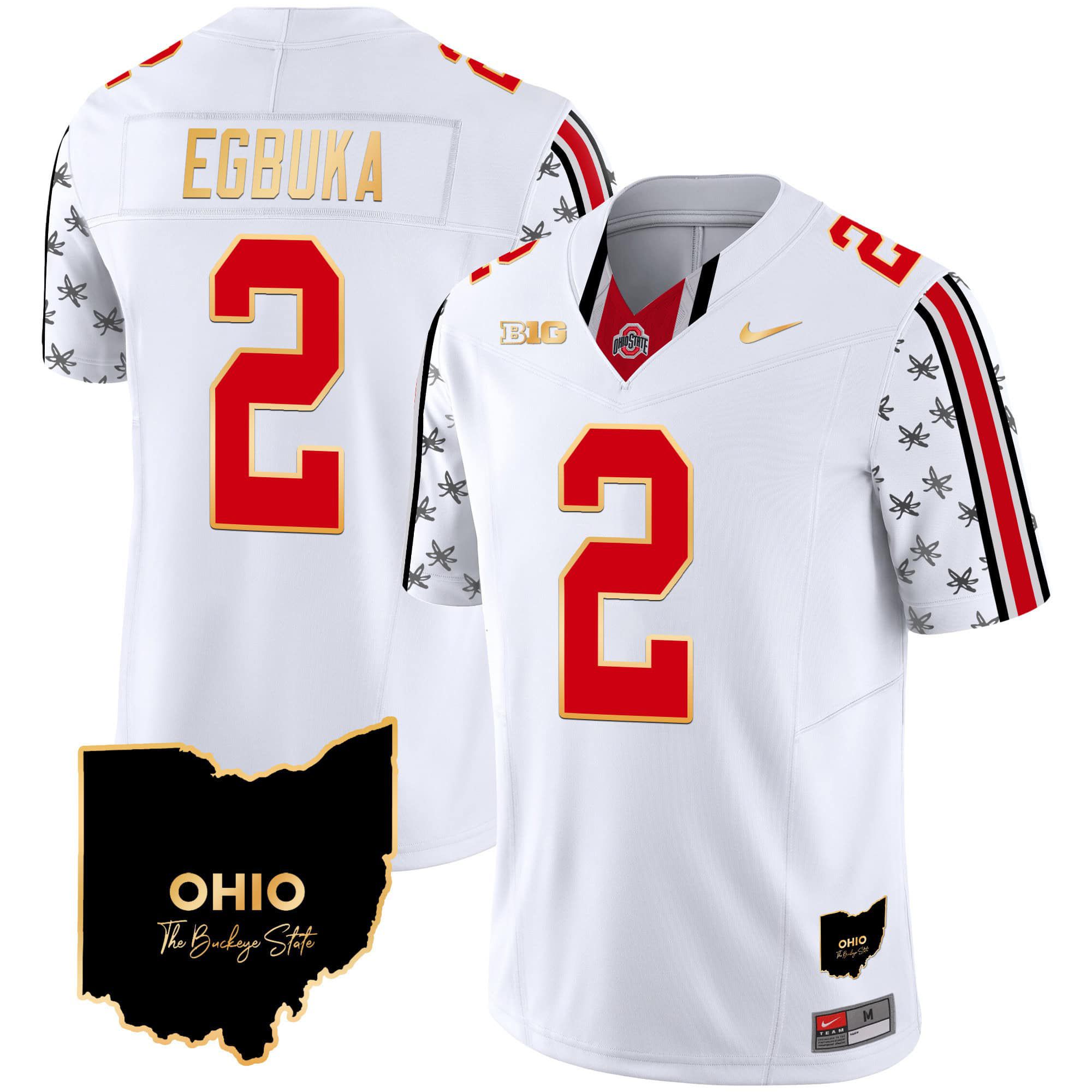Men Ohio State Buckeyes #2 Egbuka White 2024 Nike Home Patch Gold Trim Vapor Limited NCAA Jersey->indianapolis colts->NFL Jersey